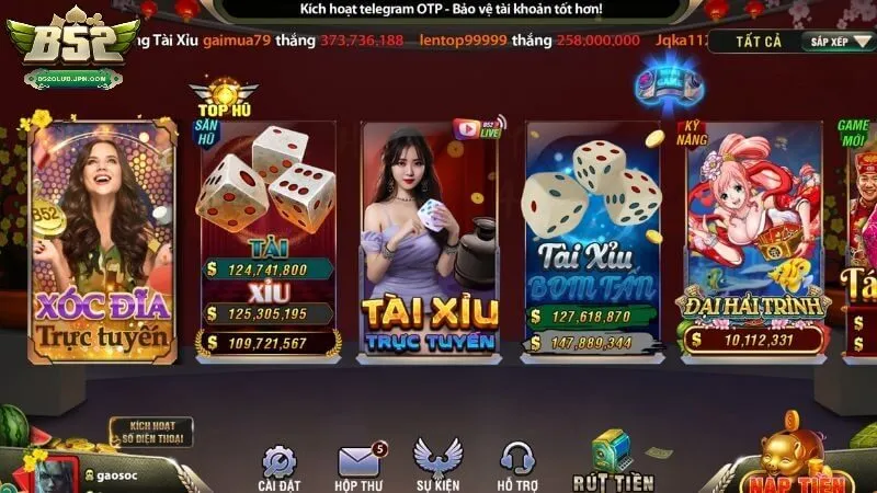Hệ thống trò chơi xanh chính đa dạng tại B52